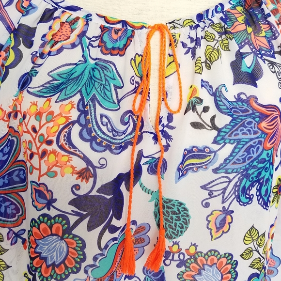 MILLY for DesigNation Boho Floral Peasant Top - Picture 8 of 12